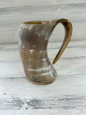 Viking Culture Horn Ale Mug Wood Bottom 6.25” Height